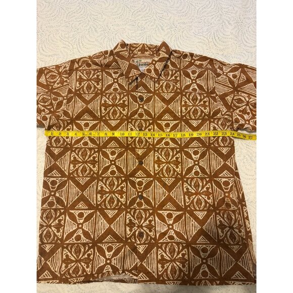 Patagonia Pataloha Hawaiian Shirt Mens Tan Brown Orange Island Print Button Up L - Picture 5 of 5